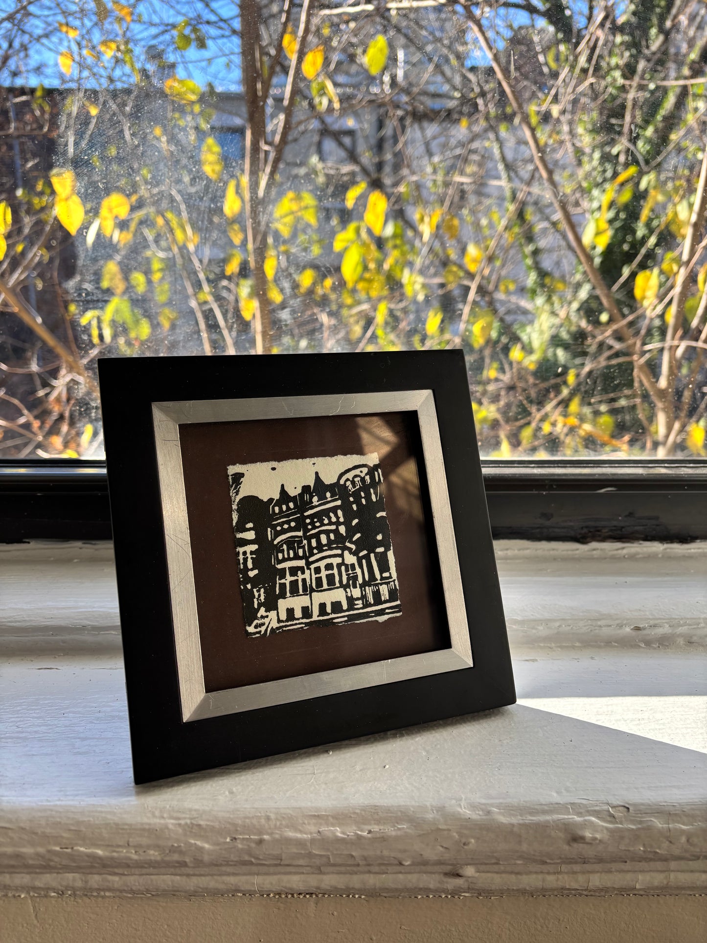 "Walk Up" 3x3" Original Linocut Block Print