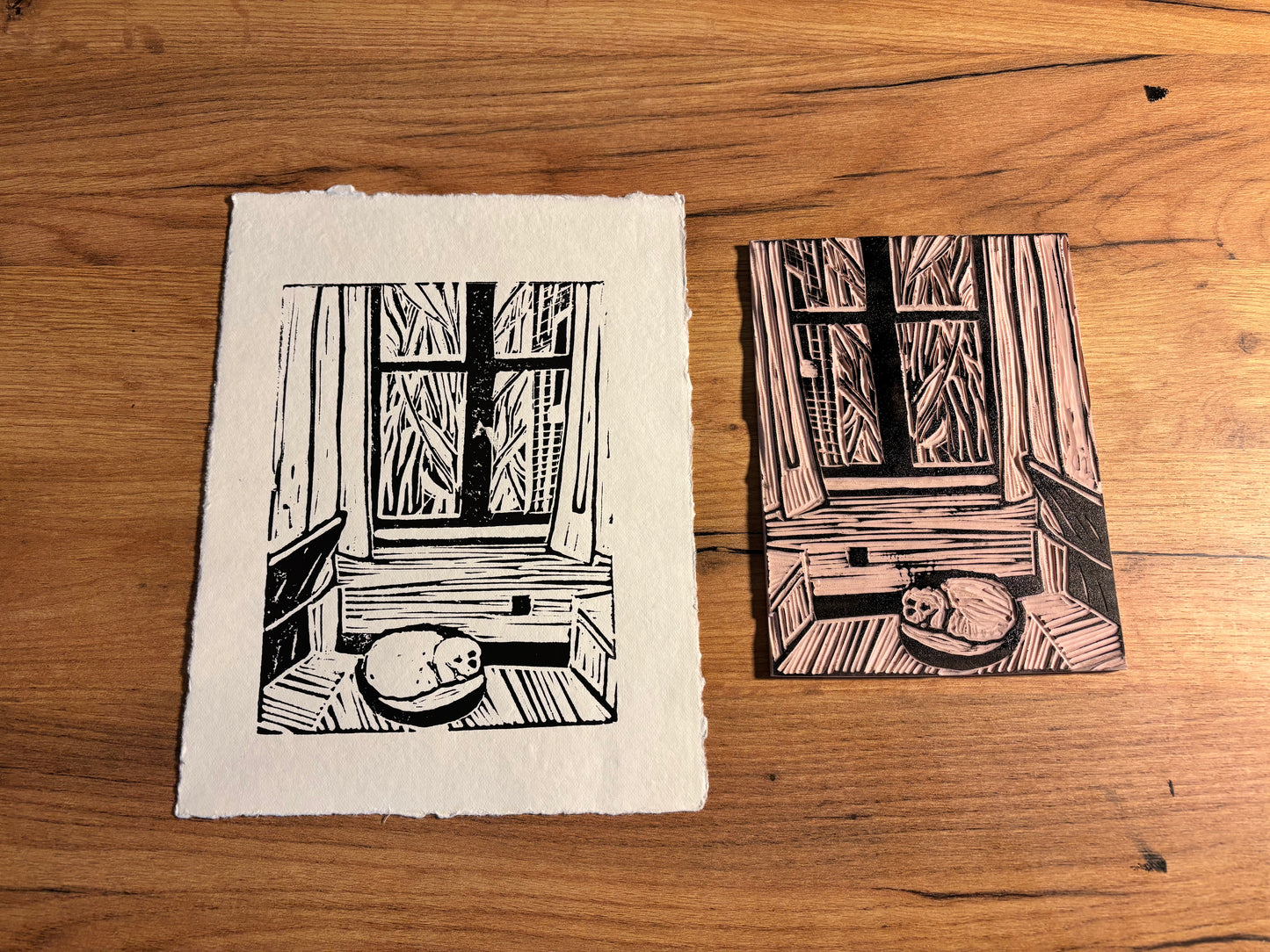 "Max Retreat" 8.5x11" Original Linocut Block Print