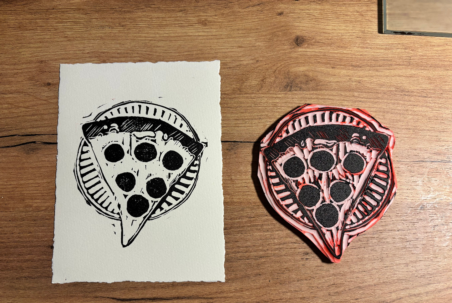 "Late Night Bite" 8x6" Original Linocut Block Print