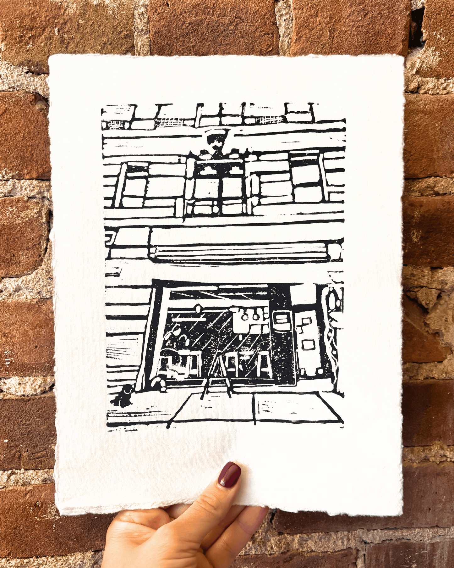 "About Coffee" 8.5x11" Original Linocut Block Print