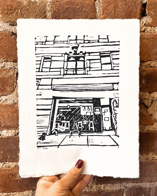 "About Coffee" 8.5x11" Original Linocut Block Print