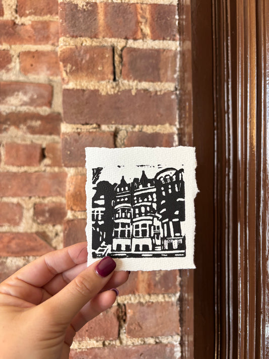 "Walk Up" 3x3" Original Linocut Block Print