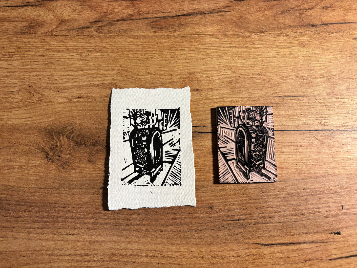 "Mail In" 6x4" Original Linocut Block Print