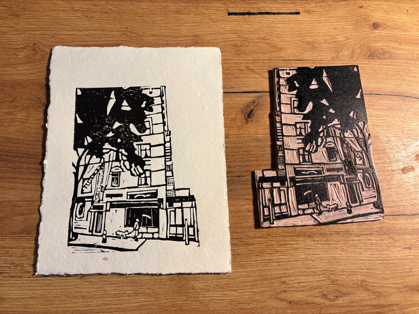 "West Side" 8.5x11" Original Linocut Block Print