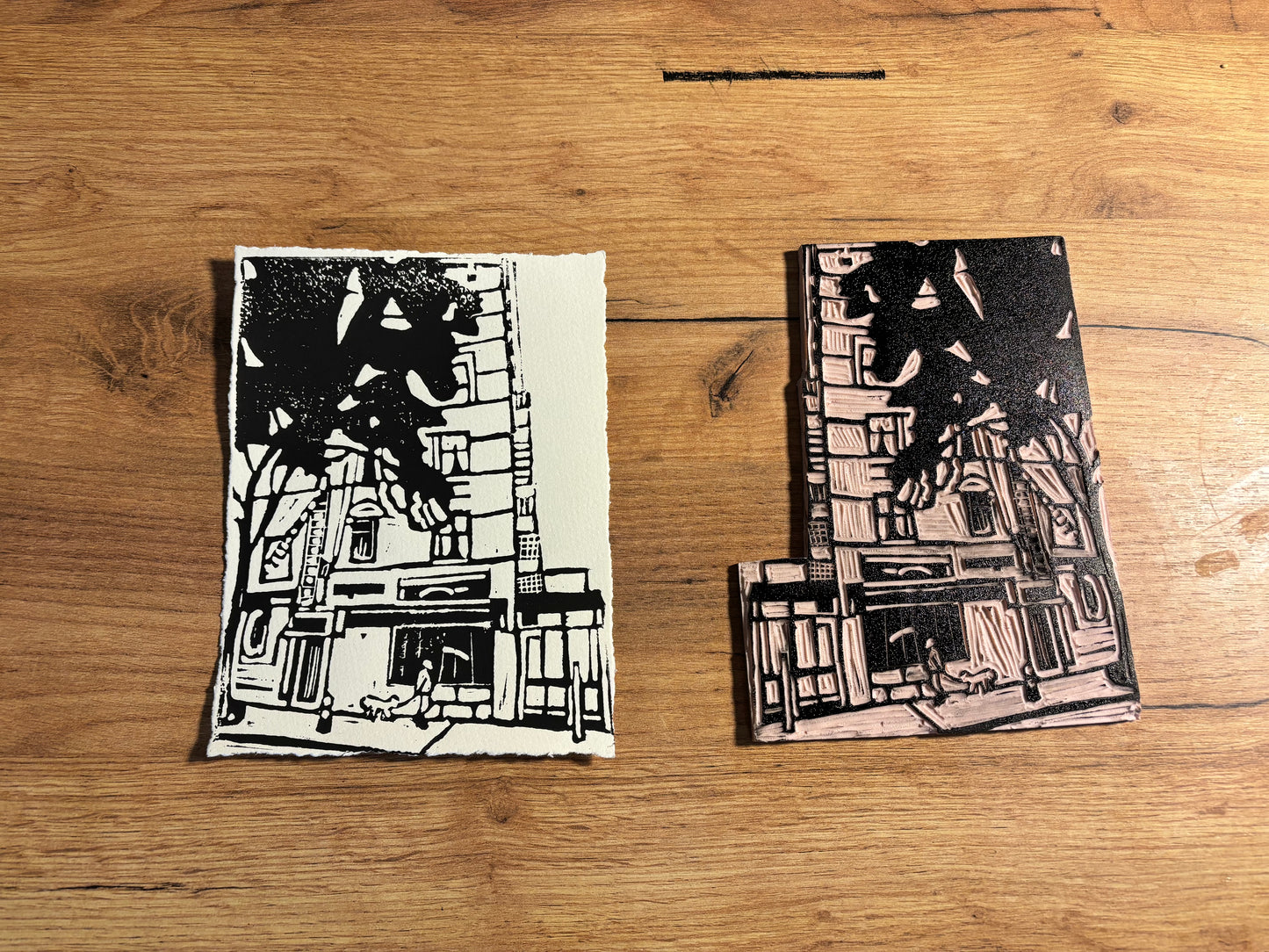 "West Side" 8x6" Original Linocut Block Print (Framed)