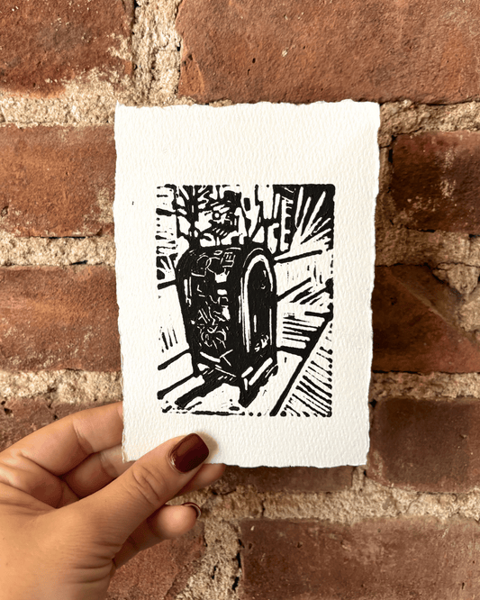 "Mail In" 6x4" Original Linocut Block Print