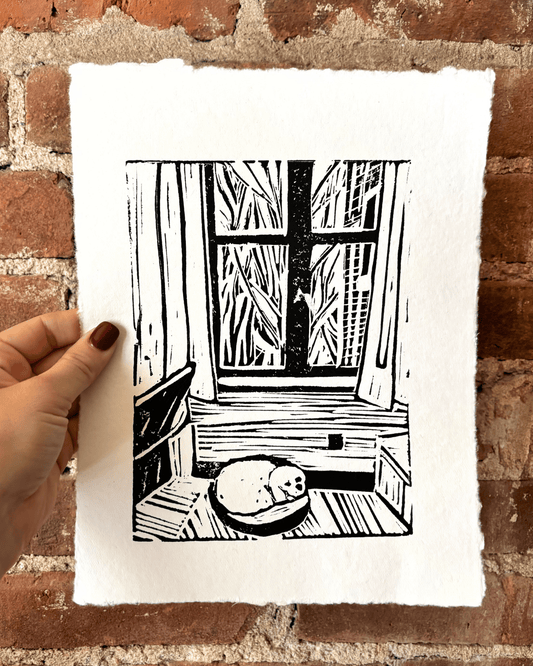 "Max Retreat" 8.5x11" Original Linocut Block Print