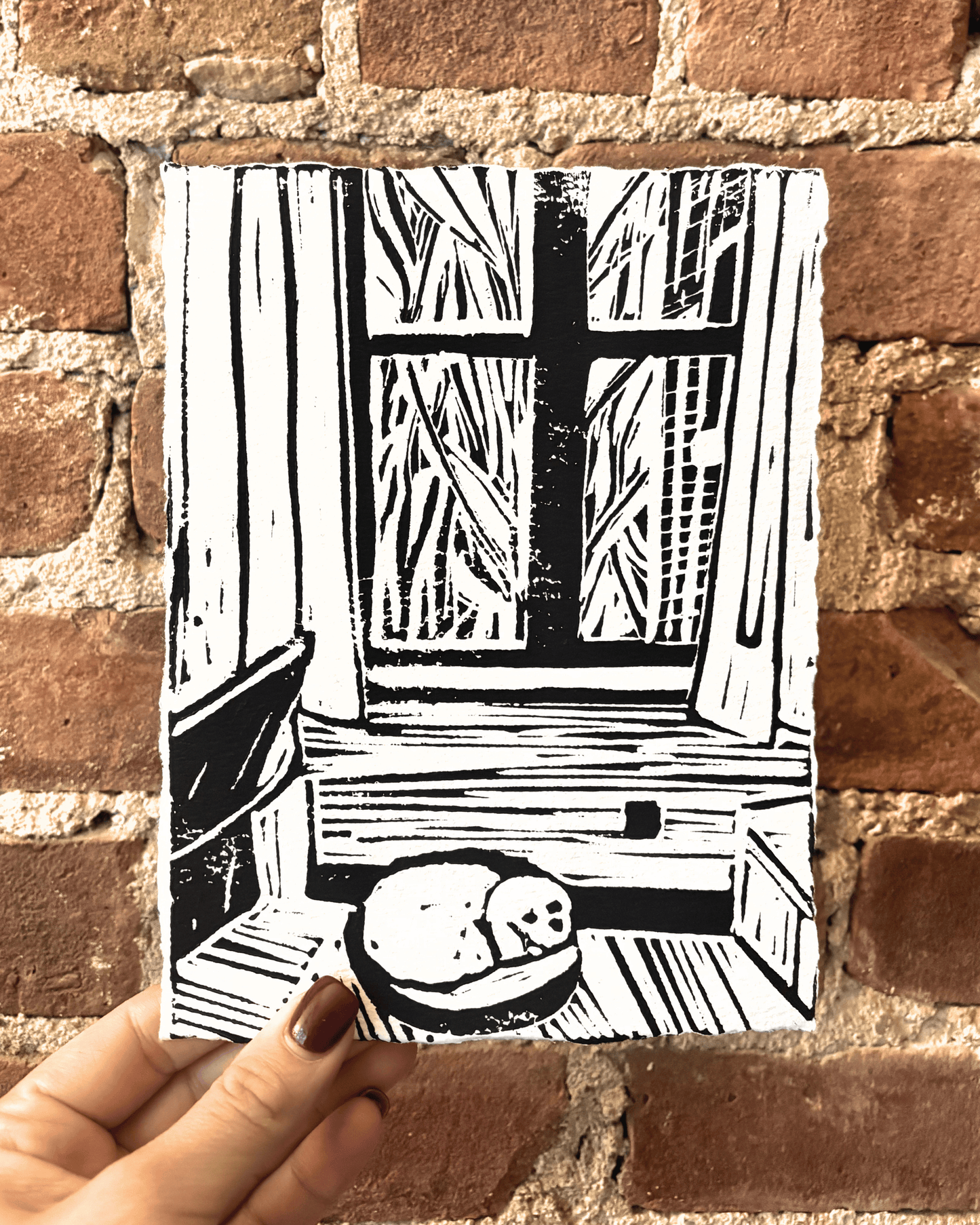 "Max Retreat" 8x6" Original Linocut Block Print