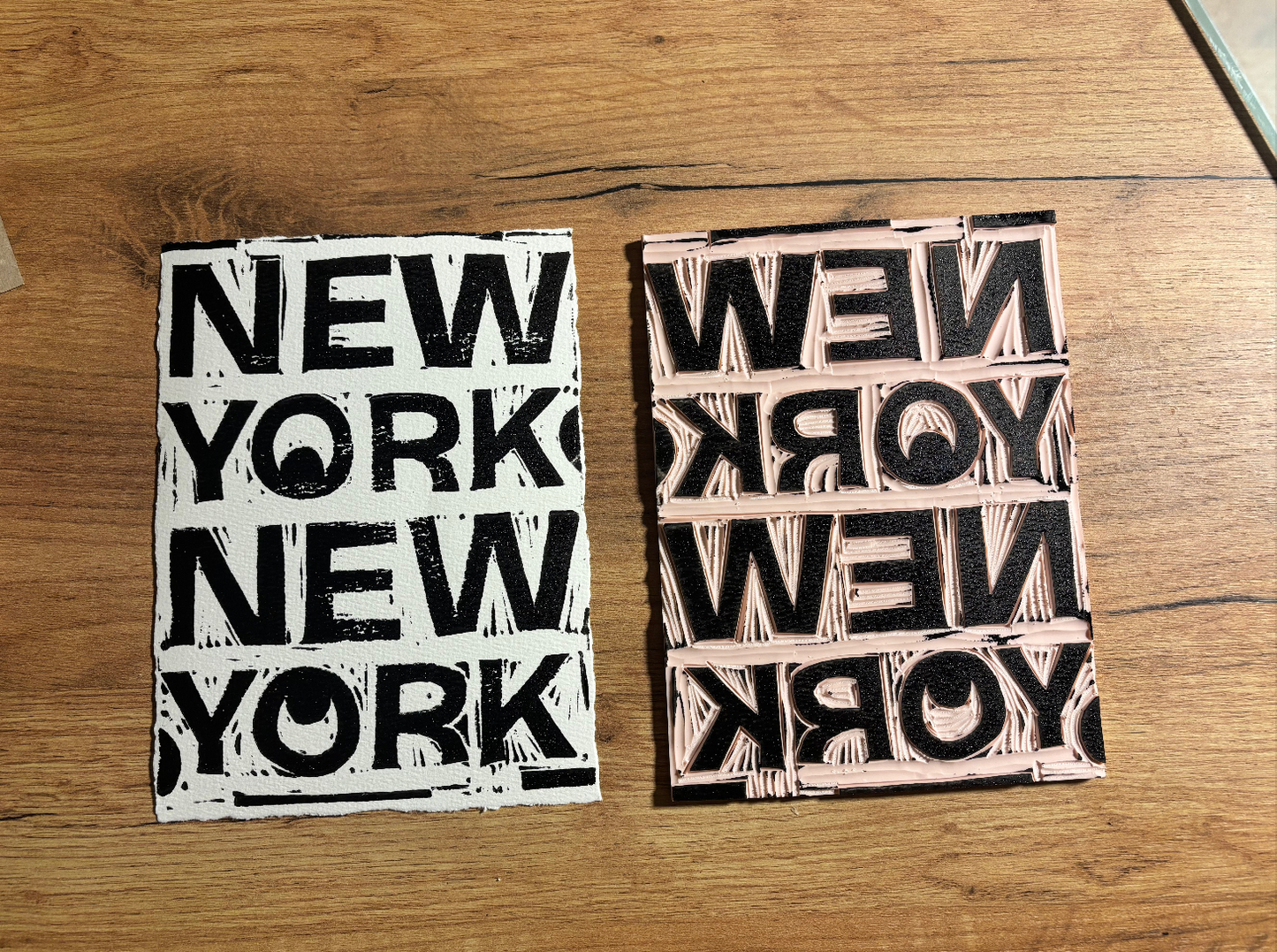 "New York New York" 8x6" Original Linocut Block Print