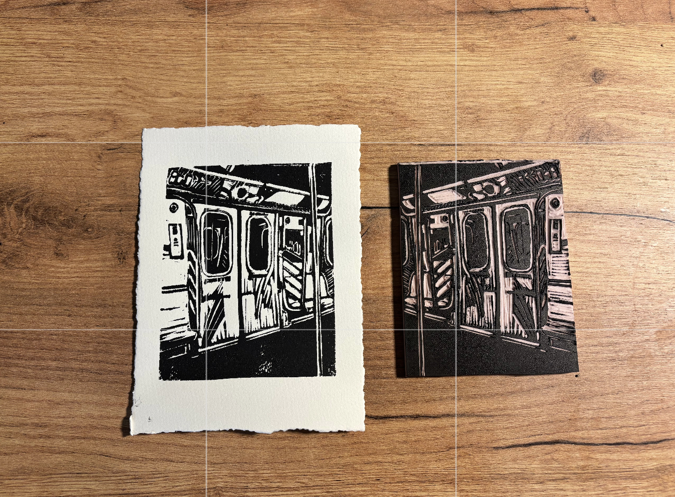 "Transit" 8x6" Original Linocut Block Print