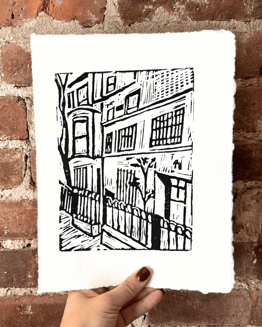 "Steps Away" 8.5x11" Original Linocut Print