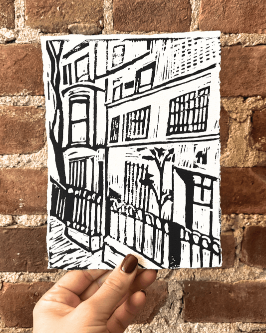 "Steps Away" 8x6" Original Linocut Print