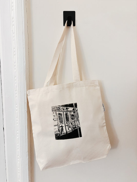 "Transit" Original Linocut Printed Tote Bag (Organic Cotton)