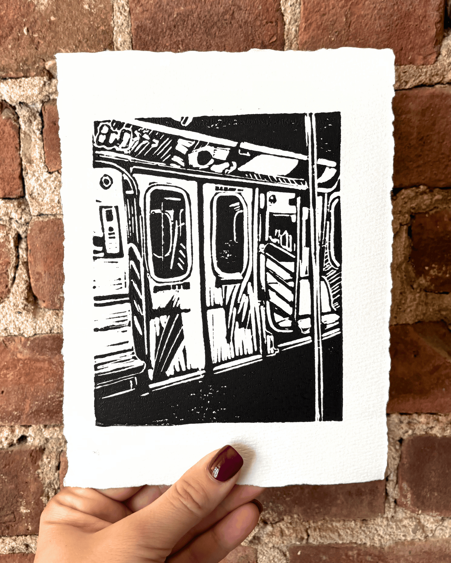 "Transit" 8x6" Original Linocut Block Print