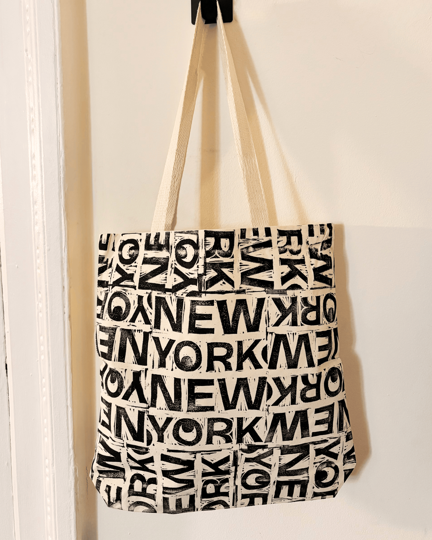 "New York New York" Original Linocut Printed Tote Bag (Organic Cotton)