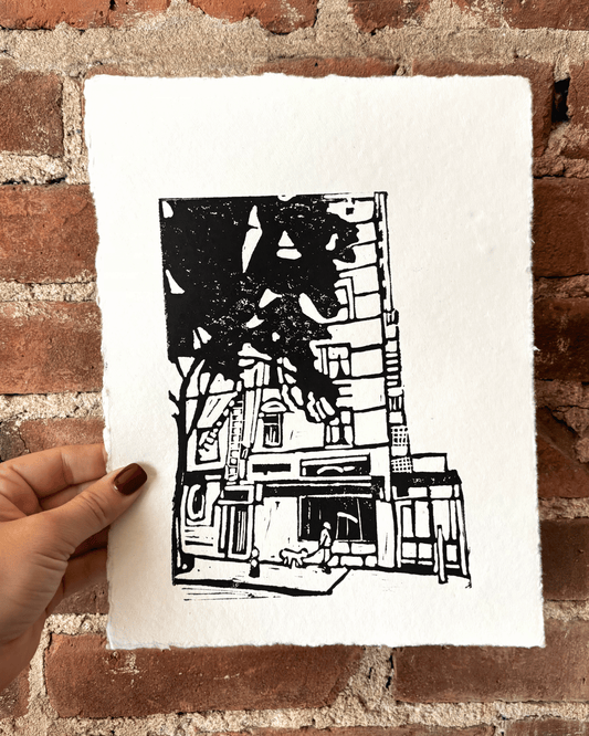 "West Side" 8.5x11" Original Linocut Block Print