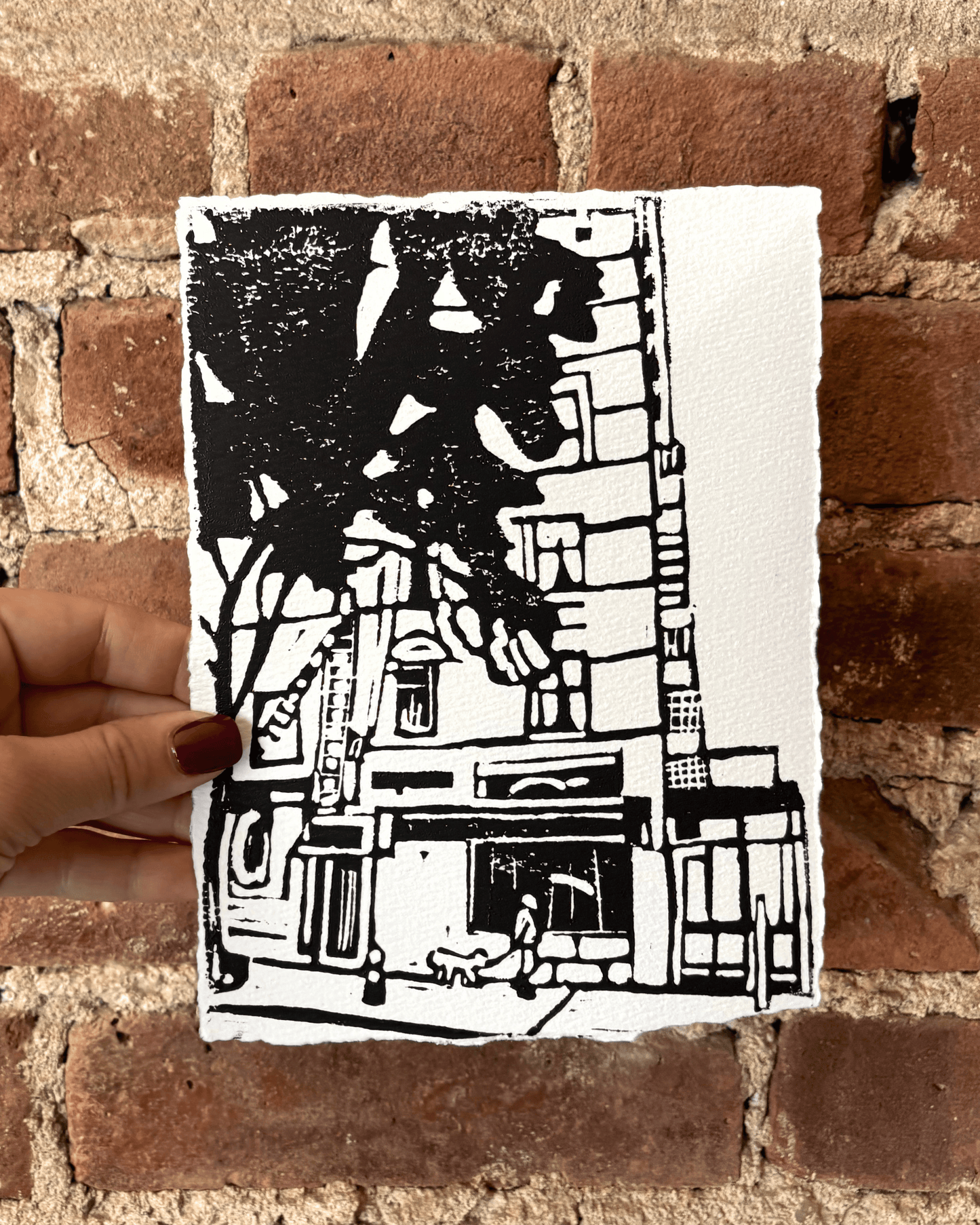 "West Side" 8x6" Original Linocut Block Print