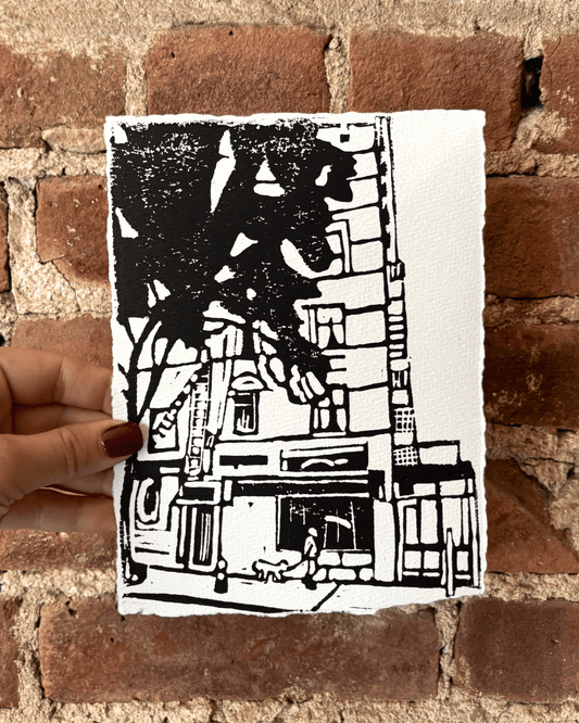 "West Side" 8x6" Original Linocut Block Print