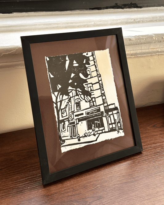 "West Side" 8x6" Original Linocut Block Print (Framed)