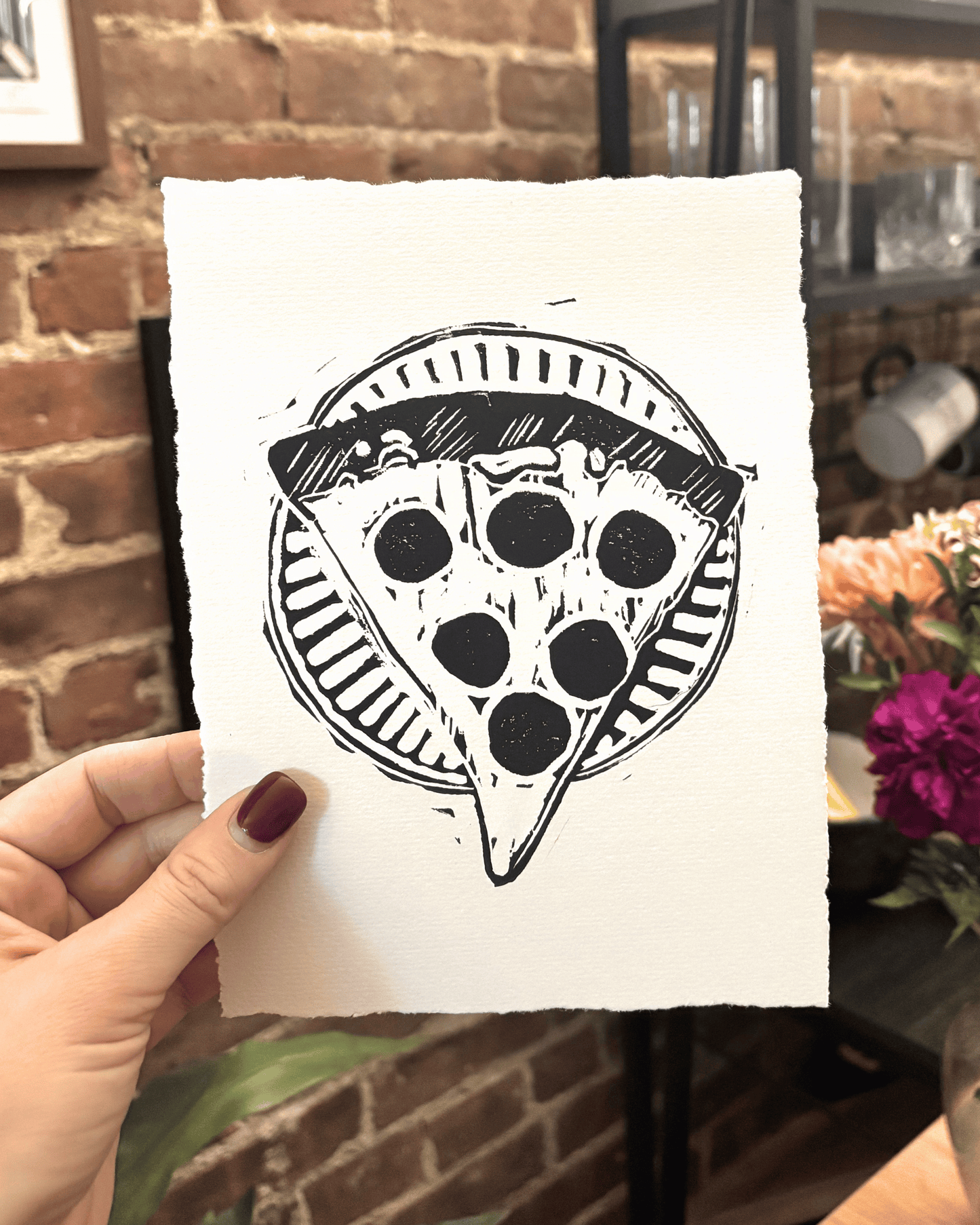 "Late Night Bite" 8x6" Original Linocut Block Print